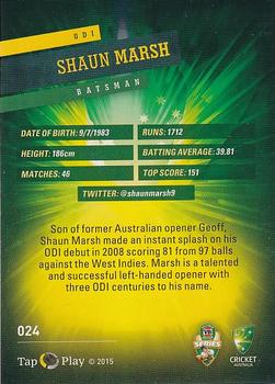 2015-16 Tap 'N' Play CA/BBL Cricket - Silver #024 Shaun Marsh Back