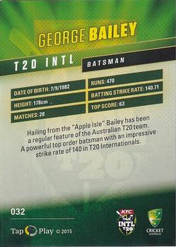 2015-16 Tap 'N' Play CA/BBL Cricket - Silver #032 George Bailey Back