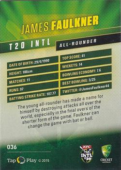 2015-16 Tap 'N' Play CA/BBL Cricket - Silver #036 James Faulkner Back