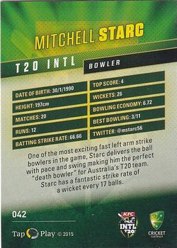 2015-16 Tap 'N' Play CA/BBL Cricket - Silver #042 Mitchell Starc Back