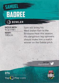 2015-16 Tap 'N' Play CA/BBL Cricket - Silver #076 Samuel Badree Back