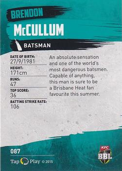 2015-16 Tap 'N' Play CA/BBL Cricket - Silver #087 Brendon McCullum Back