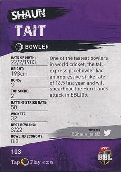 2015-16 Tap 'N' Play CA/BBL Cricket - Silver #103 Shaun Tait Back