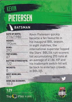 2015-16 Tap 'N' Play CA/BBL Cricket - Silver #129 Kevin Pietersen Back
