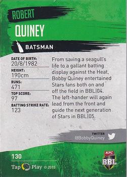 2015-16 Tap 'N' Play CA/BBL Cricket - Silver #130 Robert Quiney Back