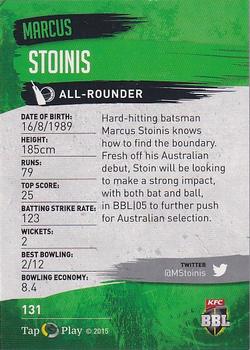 2015-16 Tap 'N' Play CA/BBL Cricket - Silver #131 Marcus Stoinis Back