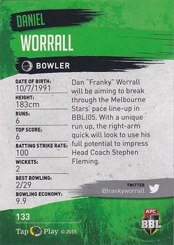 2015-16 Tap 'N' Play CA/BBL Cricket - Silver #133 Daniel Worrall Back