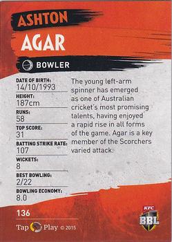 2015-16 Tap 'N' Play CA/BBL Cricket - Silver #136 Ashton Agar Back