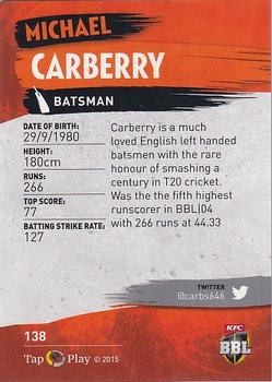 2015-16 Tap 'N' Play CA/BBL Cricket - Silver #138 Michael Carberry Back
