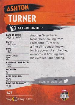 2015-16 Tap 'N' Play CA/BBL Cricket - Silver #147 Ashton Turner Back
