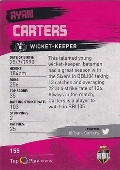 2015-16 Tap 'N' Play CA/BBL Cricket - Silver #155 Ryan Carters Back