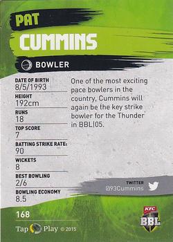 2015-16 Tap 'N' Play CA/BBL Cricket - Silver #168 Pat Cummins Back