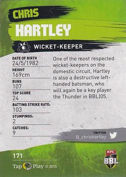 2015-16 Tap 'N' Play CA/BBL Cricket - Silver #171 Chris Hartley Back