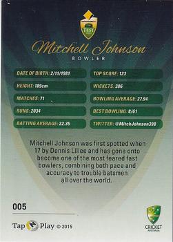 2015-16 Tap 'N' Play CA/BBL Cricket - Gold #005 Mitchell Johnson Back