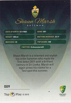 2015-16 Tap 'N' Play CA/BBL Cricket - Gold #009 Shaun Marsh Back
