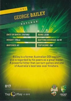 2015-16 Tap 'N' Play CA/BBL Cricket - Gold #017 George Bailey Back
