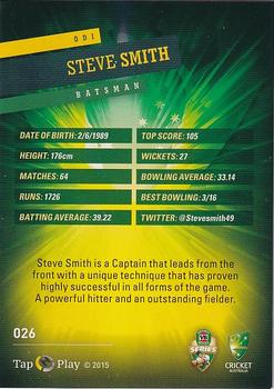 2015-16 Tap 'N' Play CA/BBL Cricket - Gold #026 Steve Smith Back
