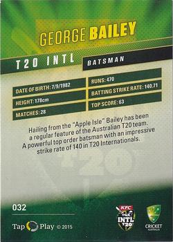 2015-16 Tap 'N' Play CA/BBL Cricket - Gold #032 George Bailey Back