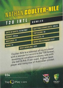 2015-16 Tap 'N' Play CA/BBL Cricket - Gold #034 Nathan Coulter-Nile Back