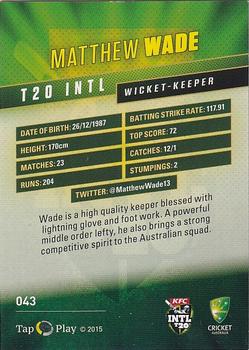 2015-16 Tap 'N' Play CA/BBL Cricket - Gold #043 Matthew Wade Back