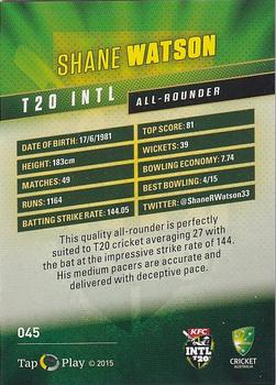 2015-16 Tap 'N' Play CA/BBL Cricket - Gold #045 Shane Watson Back