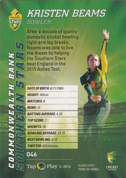 2015-16 Tap 'N' Play CA/BBL Cricket - Gold #046 Kristen Beams Back
