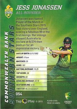 2015-16 Tap 'N' Play CA/BBL Cricket - Gold #054 Jess Jonassen Back