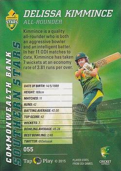 2015-16 Tap 'N' Play CA/BBL Cricket - Gold #055 Delissa Kimmince Back