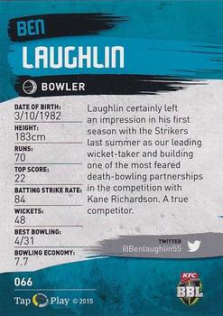 2015-16 Tap 'N' Play CA/BBL Cricket - Gold #066 Ben Laughlin Back