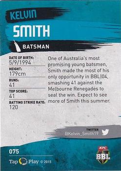 2015-16 Tap 'N' Play CA/BBL Cricket - Gold #075 Kelvin Smith Back