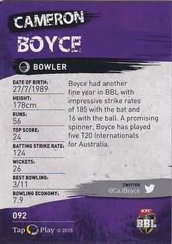 2015-16 Tap 'N' Play CA/BBL Cricket - Gold #092 Cameron Boyce Back