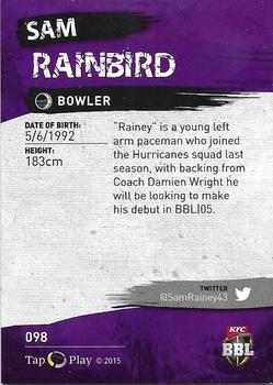 2015-16 Tap 'N' Play CA/BBL Cricket - Gold #098 Sam Rainbird Back