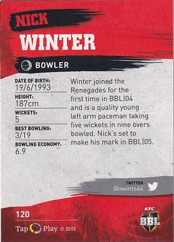 2015-16 Tap 'N' Play CA/BBL Cricket - Gold #120 Nick Winter Back