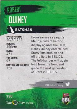 2015-16 Tap 'N' Play CA/BBL Cricket - Gold #130 Robert Quiney Back