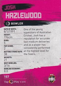 2015-16 Tap 'N' Play CA/BBL Cricket - Gold #157 Josh Hazlewood Back