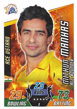 2014-15 Topps Cricket Attax IPL #1 Mithun Manhas Front