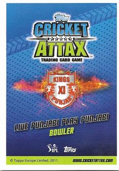 2014-15 Topps Cricket Attax IPL #52 Lakshmipathy Balaji Back