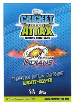 2014-15 Topps Cricket Attax IPL #86 Aditya Tare Back