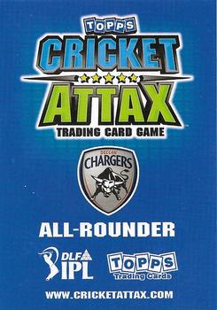 2011 Topps Cricket Attax IPL #NNO Ashish Reddy Back