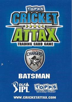 2011 Topps Cricket Attax IPL #NNO Shikhar Dhawan Back