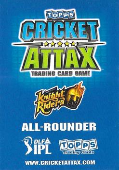 2011 Topps Cricket Attax IPL #NNO Rajat Bhatia Back