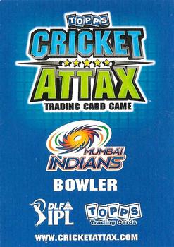 2011 Topps Cricket Attax IPL #NNO Ali Murtaza Back