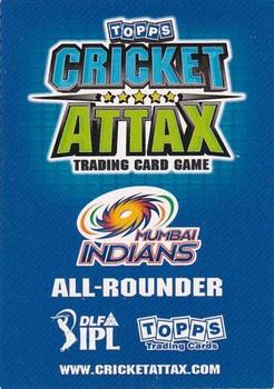 2011 Topps Cricket Attax IPL #NNO Rohit Sharma Back
