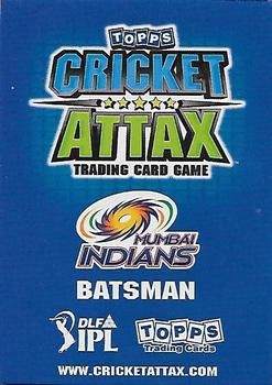 2011 Topps Cricket Attax IPL #NNO Tirumalasetti Suman Back