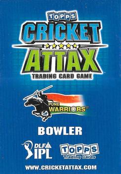2011 Topps Cricket Attax IPL #NNO Ashish Nehra Back