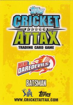 2013-14 Topps Cricket Attax IPL #23 Unmukt Chand Back