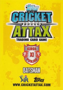 2013-14 Topps Cricket Attax IPL #60 David Miller Back