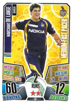 2013-14 Topps Cricket Attax IPL #87 Marchant de Lange Front