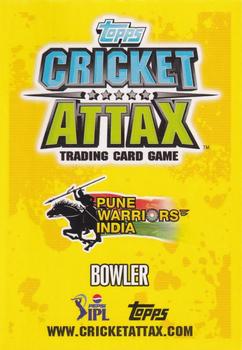 2013-14 Topps Cricket Attax IPL #122 Murali Kartik Back