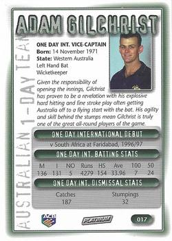 2002 ACB Platinum #017 Adam Gilchrist Back